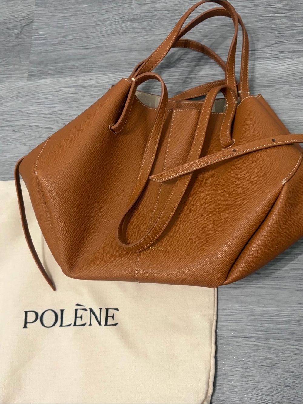 Polène Cognac Tan Leather Tote